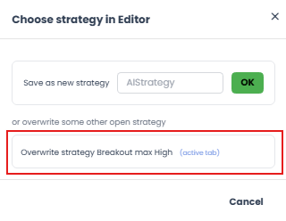 Save strategy dialog
